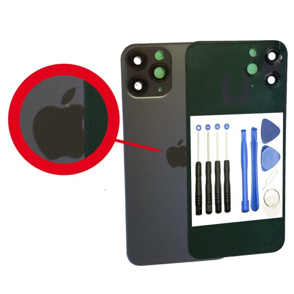 Für iPhone 11 Pro Akkudeckel Backcover Rückcover Rückoberschale Mit Kameraglas schwarz Profi-WerkzeugSet