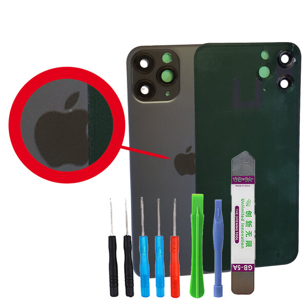 Für iPhone 11 Pro Max Akkudeckel Backcover Rückcover Rückoberschale Mit Kameraglas schwarz WerkzeugSet