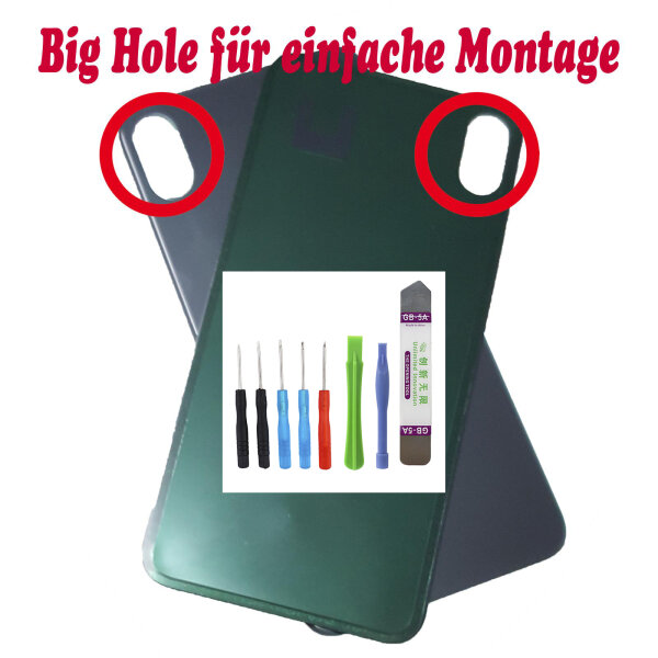 BIG HOLE Akkudeckel Für iPhone XS MAX Backcover Rückcover Rückoberschale Deckel schwarz + TOOL