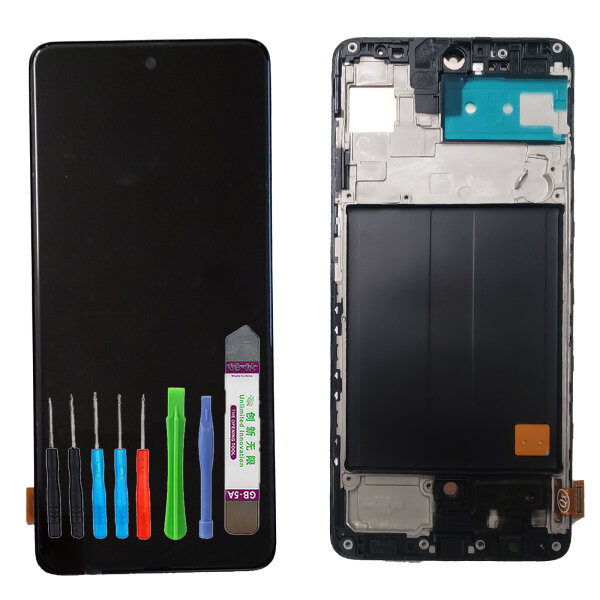 Für Samsung Galaxy A51 SM-A515F LCD OLED Display Bildschirm Schwarz + RAHMEN