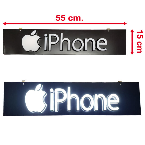 Werbung Werbeschild LED iPhone 55x15cm Reklame Werbetafel Schild Außenschild