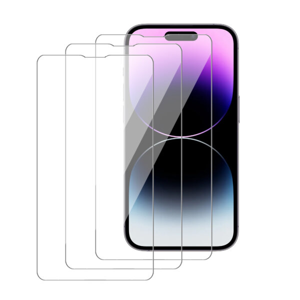 3x iPhone 14 Pro Panzerfolie 9H EchtGlas Schutzglas Schutzfolie Klar Displayschutz