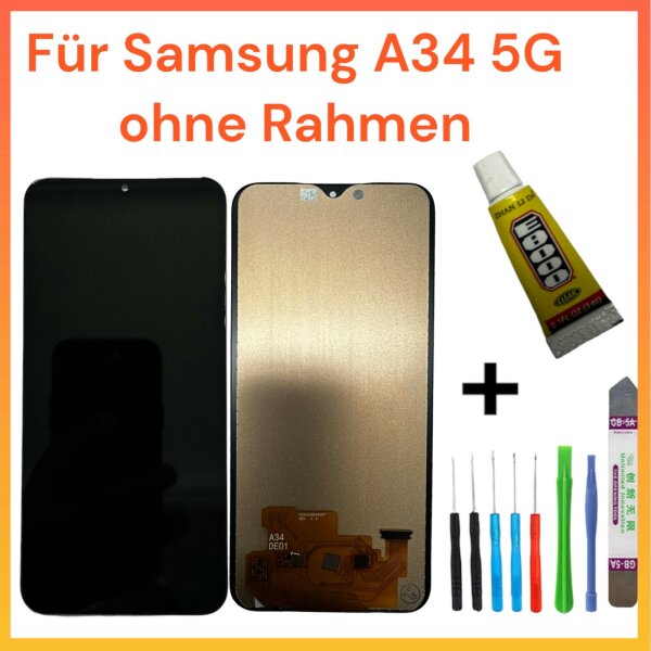 LCD Display Für Samsung Galaxy A34 5G 2023 SM-A346 Bildschirm TouchScreen Schwarz + TOOL