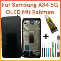 OLED Display Für Samsung Galaxy A34 5G 2023 SM-A346 LCD Bildschirm TouchScreen Schwarz auf Rahmen + TOOL