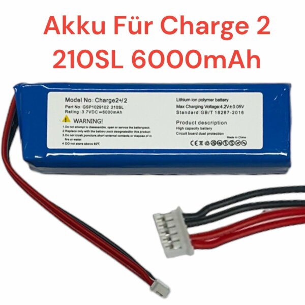 HX Akku für JBL Charge 2+ 2 Plus Gsp1029102 210SL  Li-Polymer Batterie 6000mAh