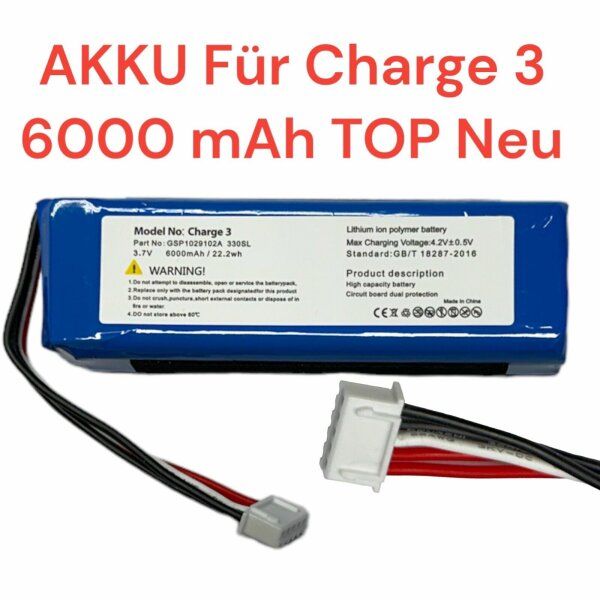 HX Akku Für JBL Charge 3 / GSP1029102A - 3,7 Volt 6000mAh für MusicBox Neu 320SL