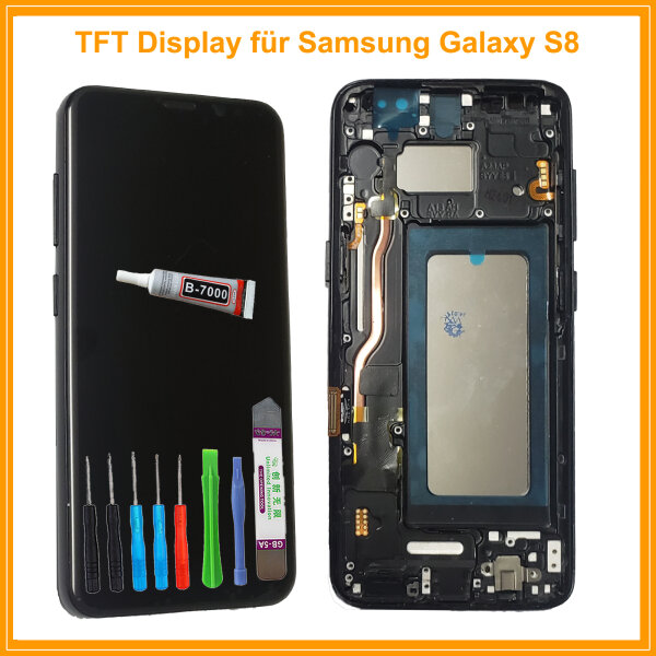 LCD Display Für Samsung Galaxy S8 SM-G950F Bildschirm TouchScreen Schwarz auf Rahmen + TOOL