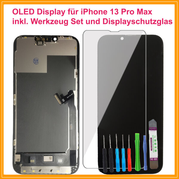 OLED FHD Display für iPhone 13 Pro Max LCD Bildschirm SCHWARZ Black + TOOL + Schutzglas