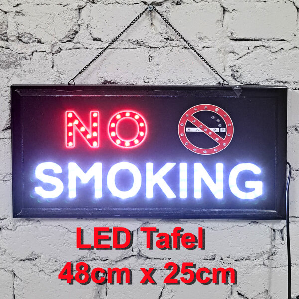 Leuchttafel Lichtafel Leuchtschild Werbung Werbeschild LED No Smoking 48 x 25  cm Reklame Werbetafel Schild