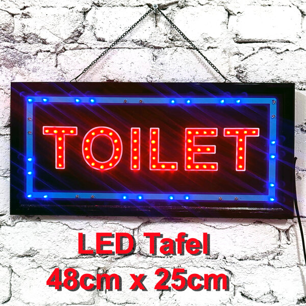 Leuchttafel Lichtafel Leuchtschild Werbung Werbeschild LED Toilet 48x25cm Reklame Werbetafel Schild