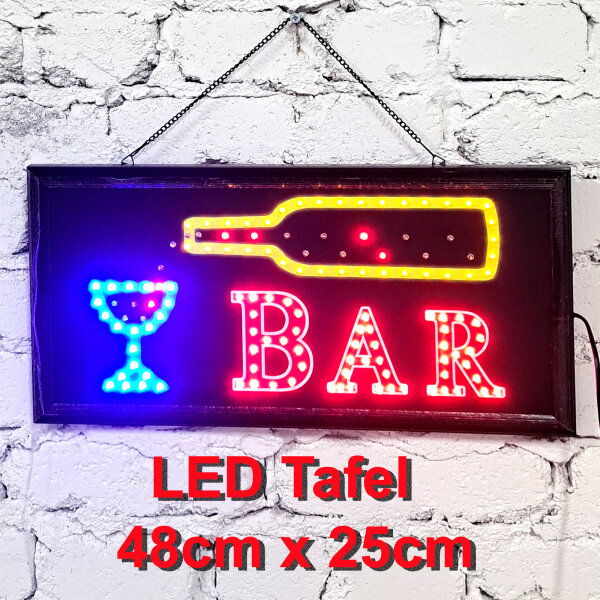 Leuchttafel Lichtafel Leuchtschild Werbung Werbeschild LED BAR 48 x 25 cm Reklame Werbetafel Schild