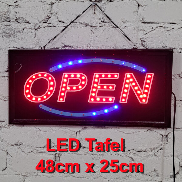 Leuchttafel Lichtafel Leuchtschild Werbung Werbeschild LED OPEN 48 x 25 cm Reklame Werbetafel Schild