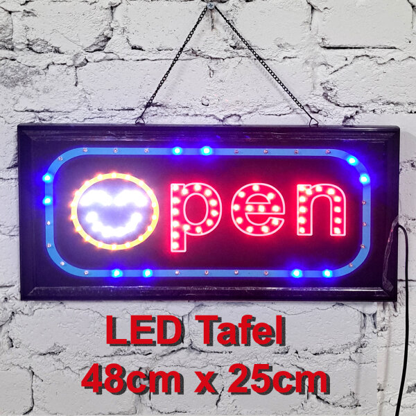 Leuchttafel Lichtafel Leuchtschild Werbung Werbeschild LED OPEN 48 x 25 cm Reklame Werbetafel Schild