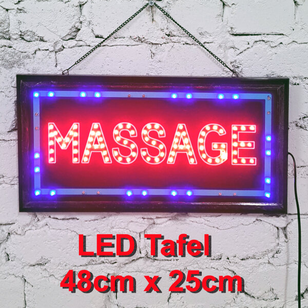 Leuchttafel Lichtafel Leuchtschild Werbung Werbeschild LED MASSAGE 48x25cm Reklame Werbetafel Schild