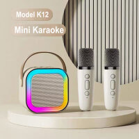 Karaoke Maschine für Kinder Tragbarer Mini Lautsprecher + 2 Mikrofonen Bluetooth Beige