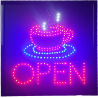 Werbung Werbeschild LED OPEN 48 x 48 cm Reklame...