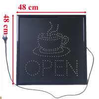 Werbung Werbeschild LED OPEN 48 x 48 cm Reklame Werbetafel Schild leicht beschädigt