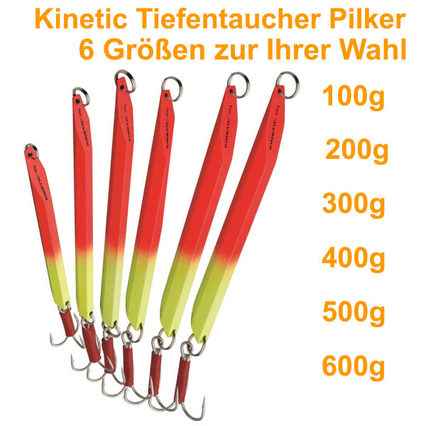 Kinetic Pilker Tiefentaucher Tiefseepilker Norwegenpilker Dorsch Norwegen Bleifrei 100 - 600g