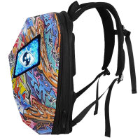 Led Helm Laptop Motorrad Tasche DIY Rücksack Wasserdicht Bluetooth Reisetasche Graffiti