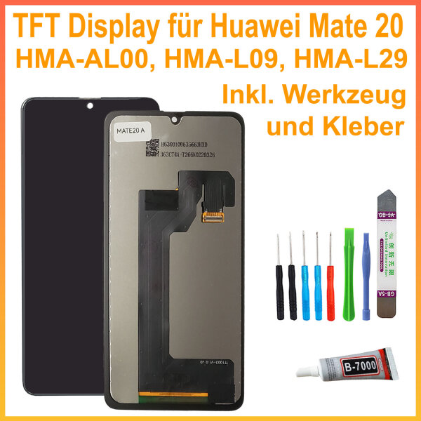 TFT Display Für Huawei Mate 20 HMA-AL00, HMA-L09, HMA-L29 Display + Tool Schwarz