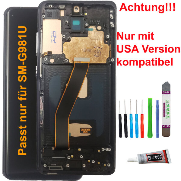 Für Samsung Galaxy S20 5G SM-G981U LCD Display TouchScreen Bildschirm schwarz auf Rahmen + TOOL