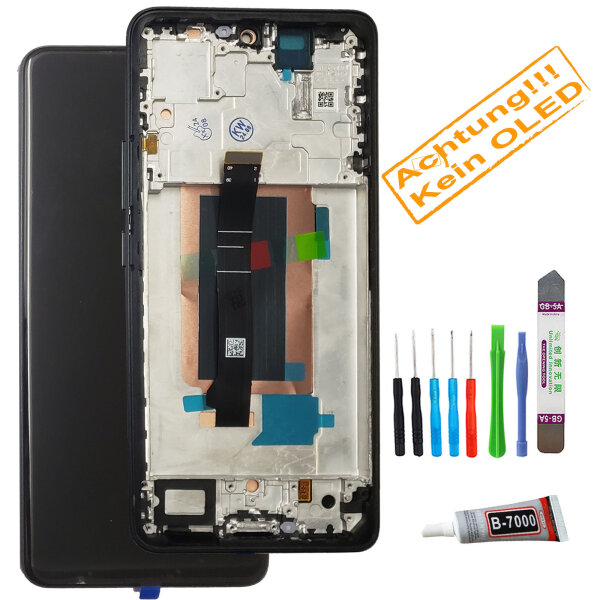 Ersatz Bildschirm passt Für Xiaomi Redmi Note 13 Pro Plus 5G MZB0FFZEU LCD TouchScreen schwarz auf Rahmen + TOOL