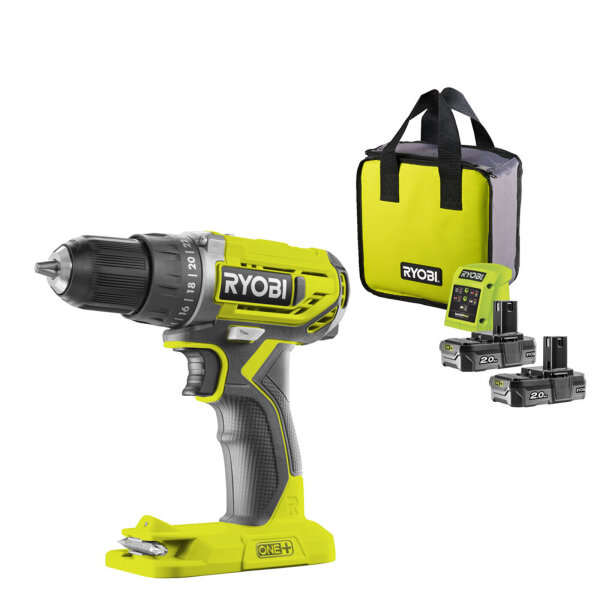 Ryobi R18DD2-220S 2-Gang-Akku-Bohrschrauber Schlagbohrschrauber 18V/2Ah