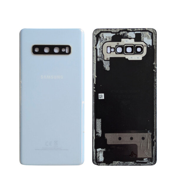 Original Samsung Backcover S10 Plus SM-G975F Akkudeckel inkl.Kameraglas Prism Weiß