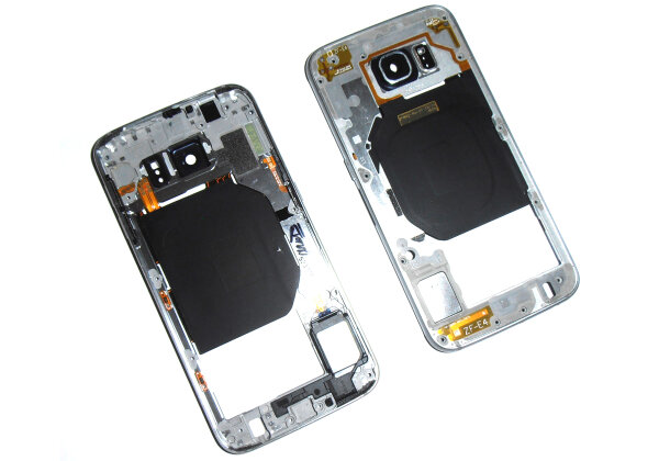 Original Samsung G920 F Galaxy S6 Mittel Cover Rahmen Gehäuse Back Frame silber gebraucht