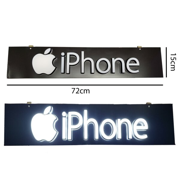 LED Werbeschild iPhone 72x15cm Laufschrift Reklame Lauftext Werbetafel Schild Weiß