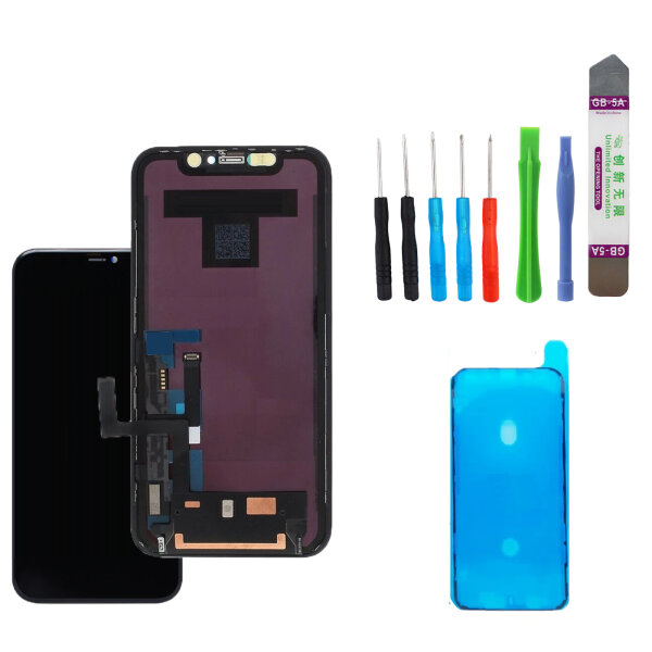 Für iPhone 11 LCD TFT Display Bildschirm TOOL+KLEBEPAD SCHWARZ Black