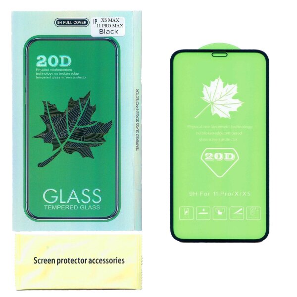 Fur iPhone XS MAX / 11 PRO MAX  20D Schutzglas tempered glass 9H Schutzfolie Displayschutz mit 20D Box