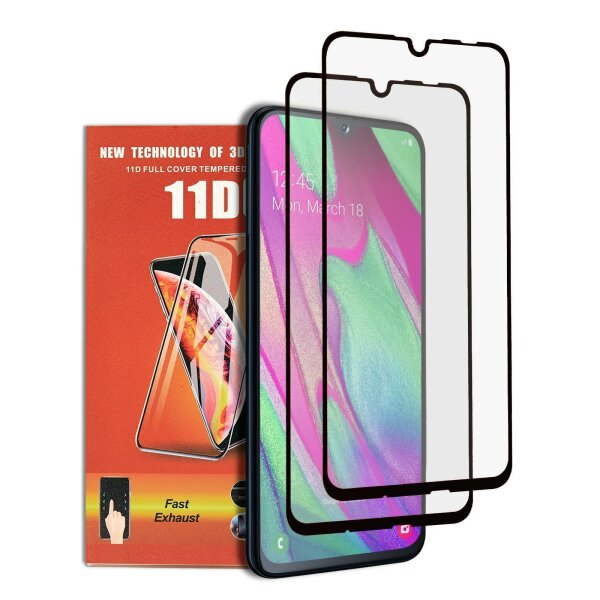 2x Fur Samsung Galaxy A40 11D Schutzglas Tempered glass 9H Schutzfolie Displayschutz mit 11D Box