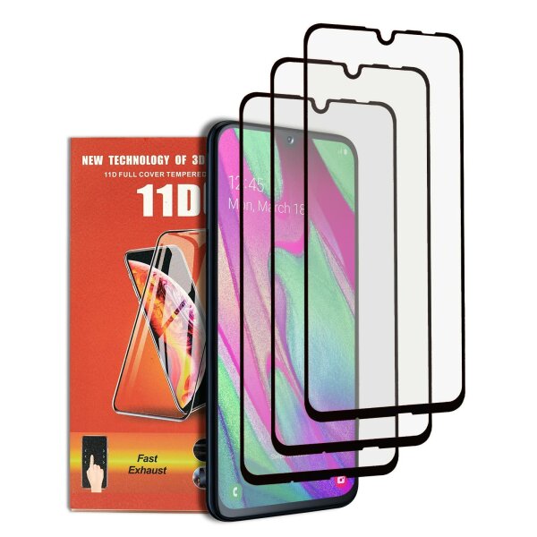 3x Fur Samsung Galaxy A40 11D Schutzglas Tempered glass 9H Schutzfolie Displayschutz mit 11D Box